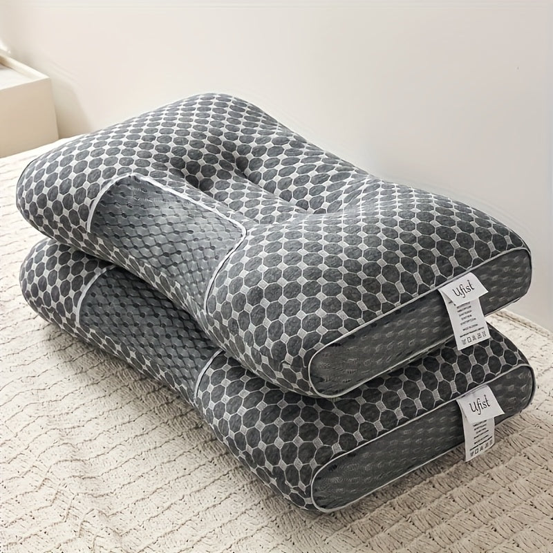 Almohada Cervical de Plumas de Ganso – Ergonómica, Cómoda y de Alta Calidad para Aliviar el Dolor de Cuello (Azul, Mediana)