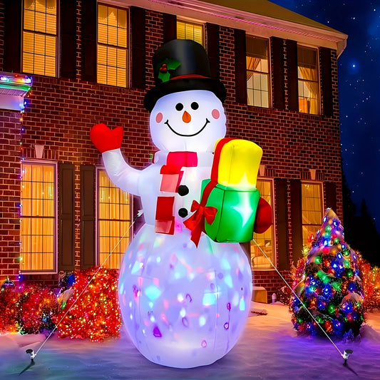 Muñeco de Nieve Inflable de 5 Pies con LED Coloridos – Decoración Navideña para Exteriores, Fácil de Instalar