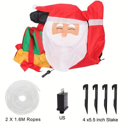 Santa Claus Inflable de 5 ft con Caja de Regalo Iluminada – Decoración Navideña para Exteriores con LED