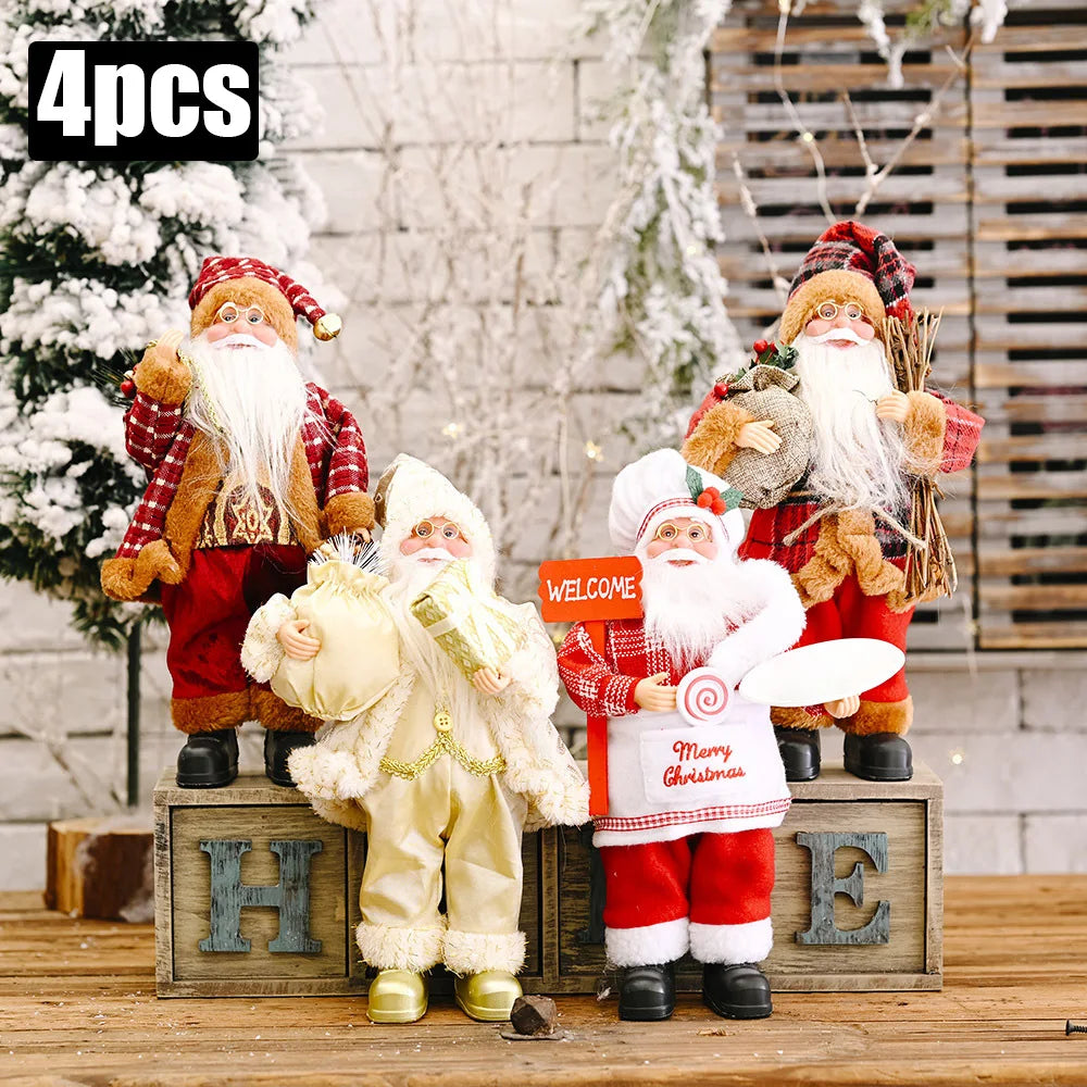 1~4PCS 2025 ChrisNavidad tmas Decoration for Home Santa Claus Plush Doll 30cm Party Decor Xmas Ornaments New Year Gift