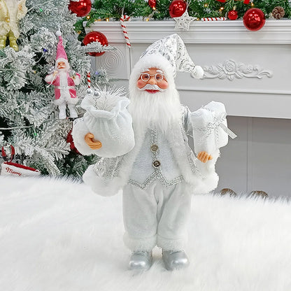 Christmas Sitting Standing Santa Claus Figurines Doll Cute 12inch Xmas Tree Party Ornament Table Office Fireplace Home Decor