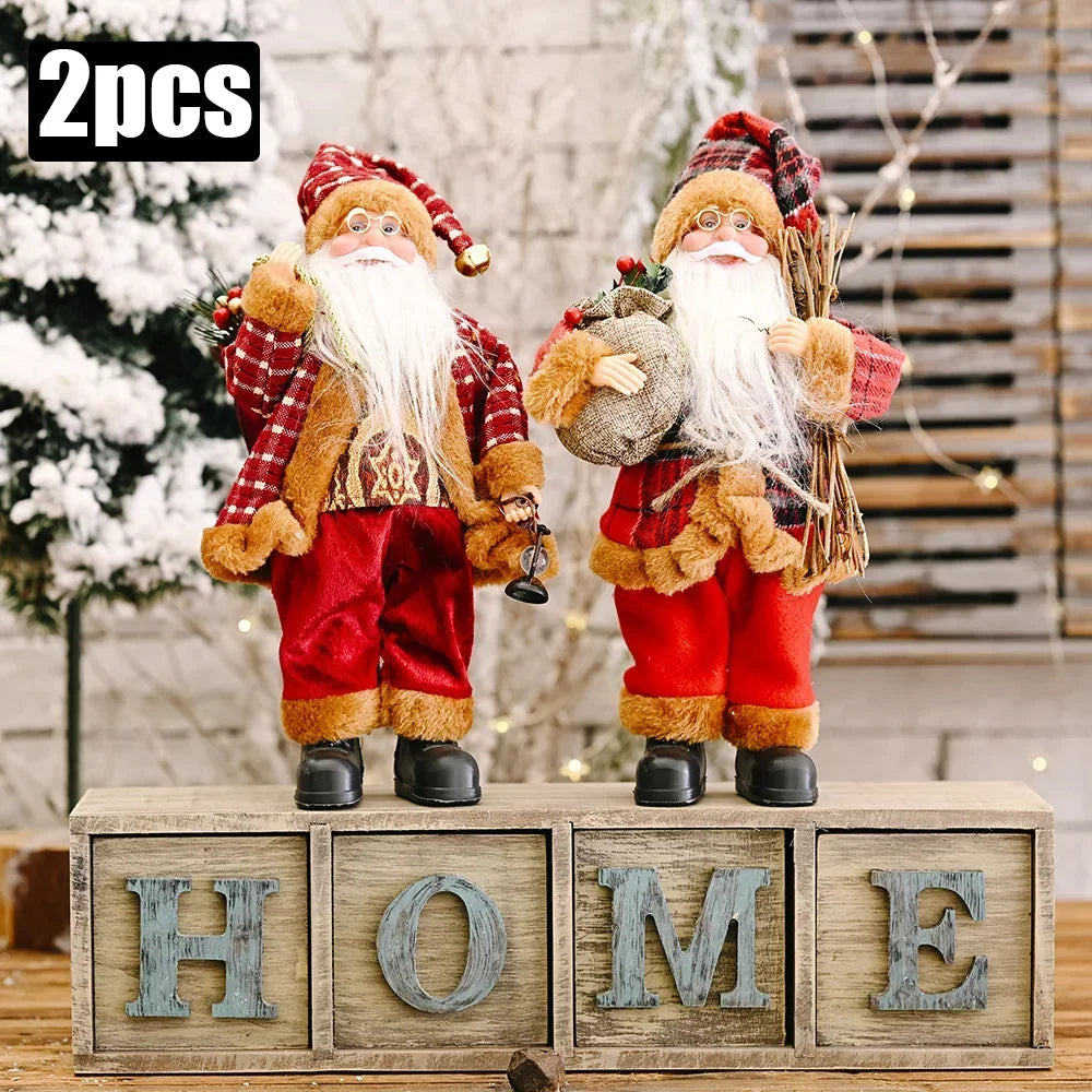 1~4PCS 2025 ChrisNavidad tmas Decoration for Home Santa Claus Plush Doll 30cm Party Decor Xmas Ornaments New Year Gift