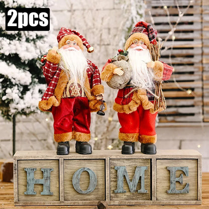 1~4PCS 2025 ChrisNavidad tmas Decoration for Home Santa Claus Plush Doll 30cm Party Decor Xmas Ornaments New Year Gift
