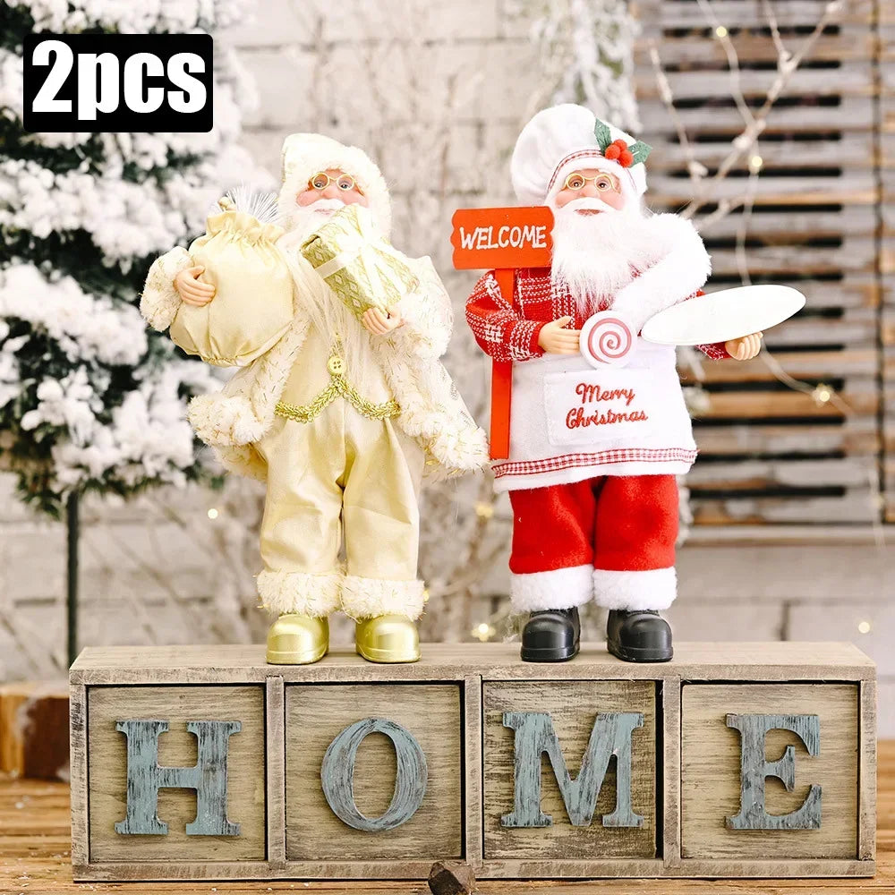 1~4PCS 2025 ChrisNavidad tmas Decoration for Home Santa Claus Plush Doll 30cm Party Decor Xmas Ornaments New Year Gift