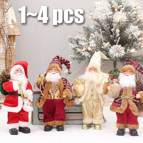 1~4PCS 2025 ChrisNavidad tmas Decoration for Home Santa Claus Plush Doll 30cm Party Decor Xmas Ornaments New Year Gift
