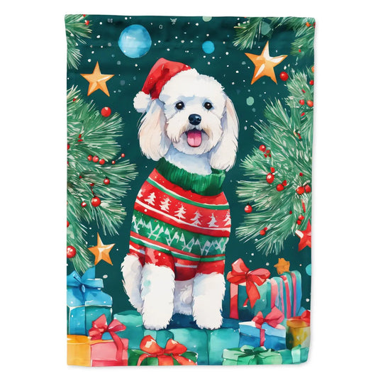 Multicolor Bichon Frise Christmas Garden Flag Decorative Mailbox Flag for Patio Artwork Yard Flower Beds Banner Size