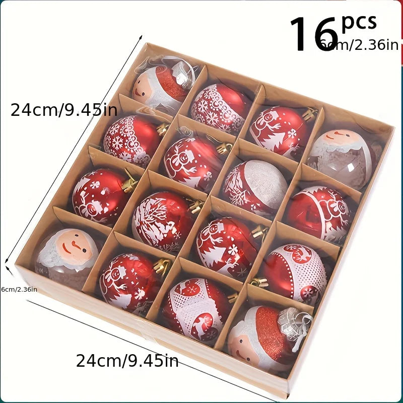 16pcs Christmas Ball Christmas Tree Decoration Ornaments for Home Decor Halloween New Year Navidad Pendant Ball Accessories