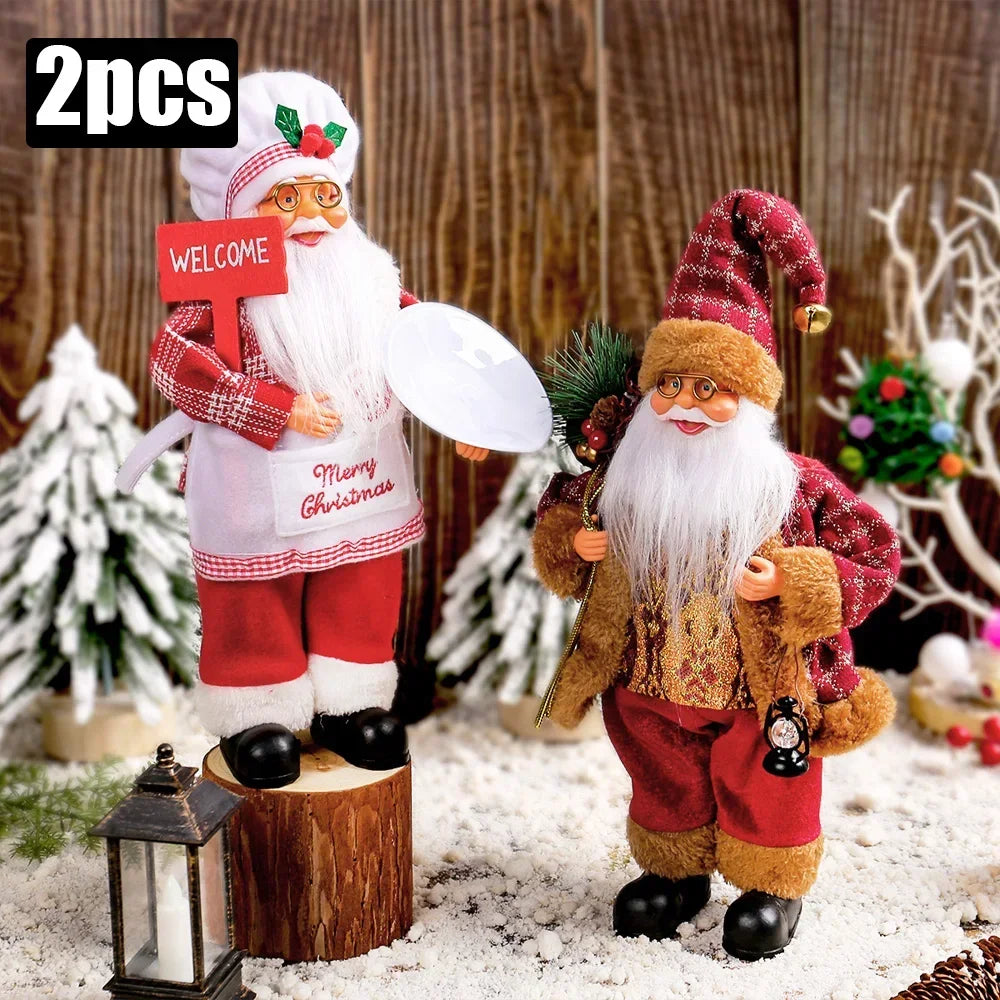 1~4PCS 2025 ChrisNavidad tmas Decoration for Home Santa Claus Plush Doll 30cm Party Decor Xmas Ornaments New Year Gift