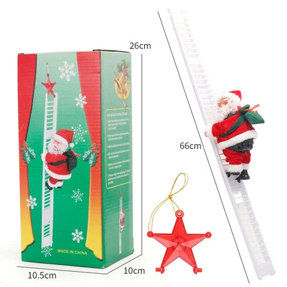 Electric Climbing Ladder Santa Claus with Music & LED Light, Xmas Tree Decorations Hanging Christmas Ornaments Tree Decor