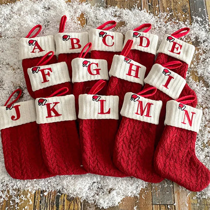 Christmas Socks Knitting Snowflake Letter Stocking Christmas Decoration For Home 2024 Xmas Tree Ornament Gift Navidad Natal 2025